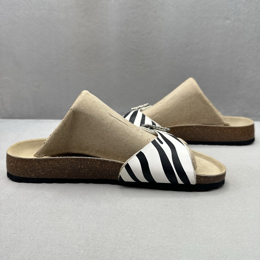 Birkenstock Betula Womens Size 7 Slide Sandals Zebra Striped Rhinestone Buckle - Picture 5 of 8